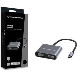 CONCEPTRONIC Dock USB-C ->HDMI,VGA,USB3.0,100WPD 0.15m gr