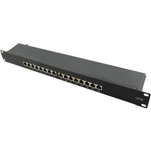 Cat.6A Patch Panel 16-Port STP, black, fully shielded