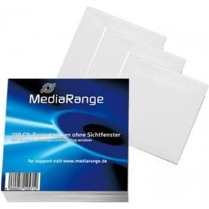 MediaRange Paper sleeves for 1 disc, with adhesive flap and window, white, Pack 100