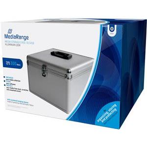 MediaRange Media storage case for 300 discs, aluminum look, with hanging sleeves, silver