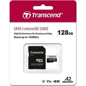 SD microSD Card 128GB Transcend SDXC USD340S w/Adapter