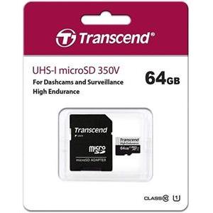 SD microSD Card 64GB Transcend SDXC USD350V w/Adapter