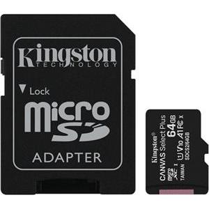 SD MicroSD Card 64GB Kingston SDXC Canvas+ (Class10) o.A 2p retail