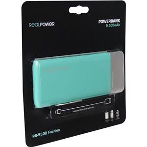 RealPower Powerbank PB-5500 Fashion Lake Blue 5.500mAh