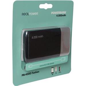 RealPower Powerbank PB-4000 Fashion Black 4.000mAh