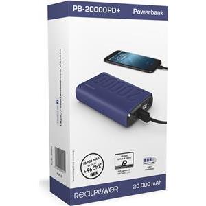 RealPower Powerbank PB-20000 PD+ tamnoplava 20.000 mAh