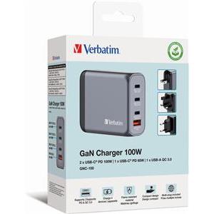 Verbatim GNC-100 GaN Charger 100W 3xUSB-C/1xUSB-A