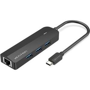 Vention USB-C to USB 3.0*3 RJ45 Micro-B HUB 0,15m, Black