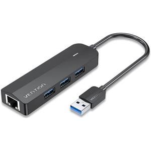 Vention 3-Port USB 3.0 Hub with Gigabit Ethernet Adapter 0,15m Black