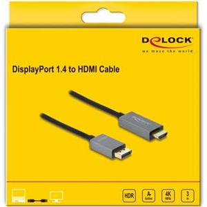 DELOCK Aktives DisplayPort 1.4 > HDMI Kabel 4K 60Hz (HDR) 3m