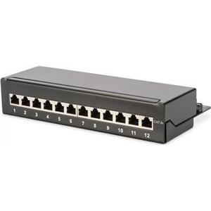 Desktop CAT 6A, patch panel, shielded Class EA, 12-port RJ45, 8P8C, LSA Color grey RAL 7035