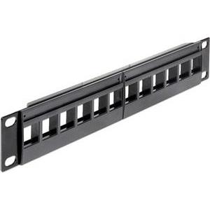 DELOCK Patchpanel 1HE 12 Keystone Ports schwarz