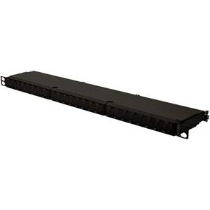 CAT 6a Class EA Patch Panel, shielded 0.5U, 24-port RJ45 incl. dust cover, 8P8C, black RAL9005