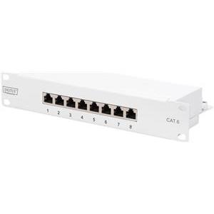 CAT 6 patch panel, shielded 8-port RJ45, 8P8C, LSA, 1U, 254 mm(10