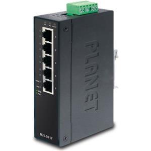 Planet IGS-501T, 5-Port 10 100 1000Mbps Industrial Gigabit Ethernet Switch with (-40 75 Degree C operating temperature)