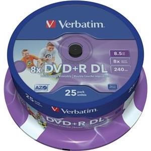 DVD+R DL Printable Verbatim Double Layer, Kapacite 8.5GB, 25 komada spindle, Brzina 8x