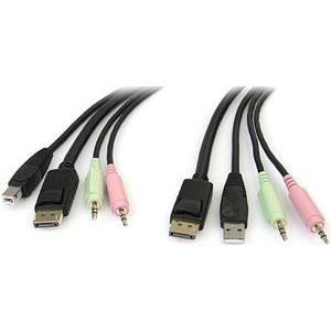 StarTech.com 6ft 4-in-1 USB DisplayPort® KVM Switch Cable w/ Audio & Microphone (DP4N1USB6) - video / USB / audio cable - 1.8 m