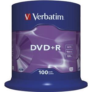 DVD+R Verbatim Matt Silver, Kapacitet 4.7GB, 100 komada, Brzina 16×