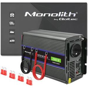 Qoltec Monolith 2000 MS Wave Voltage Converter | 12V to 230V | 1000/2000W | USB