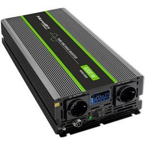 Qoltec 51923 Pure Sine Wave Inverter Monolith | 3000W | 6000W | 24V to 230V | LCD