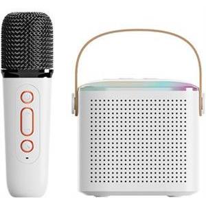 Extralink Kids Karaoke LED Speaker 1x Mic White | Karaoke Set | Speaker, 1 Microphone, Bluetooth, AUX, Memory Card Slot, RGB Lighting