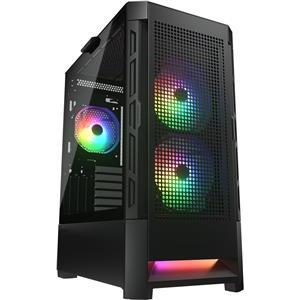 COUGAR | Case Airface RGB Black | PC Case | Mid Tower / Mesh Front Panel / 2 x 140mm ARGB Fans / 1x 120mm ARGB Fan / TG Left Panel / Black