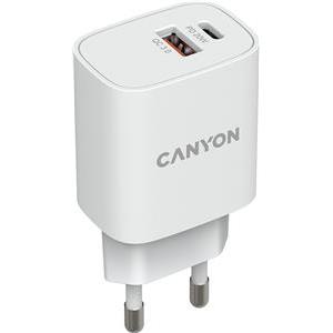 CANYON charger H-20-04 PD 20W QC 3.0 18W USB-A USB-C White