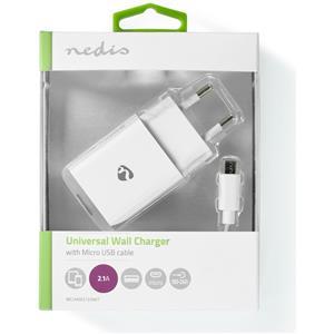 Kućni punjač NEDIS WCHAM212AWT, 10.50W, 1x USB-A, micro USB, bijeli