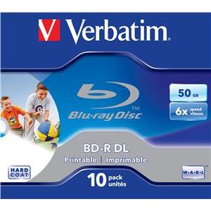 DVD Blu-Ray Verbatim BD-R DL 6× 50GB Wide Printable No ID Surface Hard Coat 10 pack JC (Double Layer)