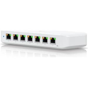 Ubiquiti USW-Ultra-210W-EU compact, Layer 2, 8-port GbE PoE switch with versatile mounting options, 7x GbE PoE+ output ports, GbE port with optional PoE++ input, 202W PoE availability with the include