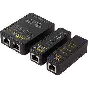 Uređaj za ispitivanje LAN/TEL/BNC kabela + PoE tester, kpl s torbicom, kabelima i adapterima