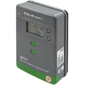 Qoltec Solar MPPT Charge Controller with Temperature Sensor 20A |12V/24V | LCD | 2 x USB