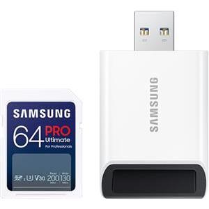 SD Card 64GB Samsung SDXC PRO Ultimate CL10 Reader retail