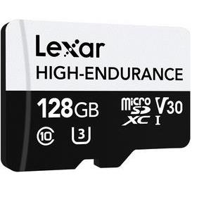 Micro SDXC card Lexar High-Endurance, 128GB, 100MB/s, U3, V30, A1, UHS-I