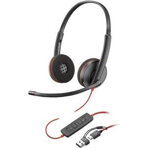 HP Poly Blackwire 3220 Stereo USB-C Black Headset +USB-C/A Adapter (Bulk) (209745-104)