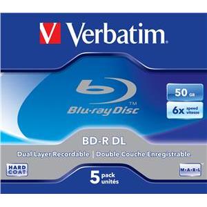 DVD Blu-Ray Verbatim BD-R DL 6× 50GB White Blue Surface Scratch Guard Plus 5 pack JC (Double Layer)