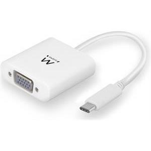 Adapter USB-C to VGA, 1080p 60Hz, White, Ewent EC1050