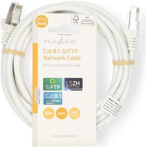 Kabel NEDIS CCGL85520WT30, Patch, CAT8.1 S/FTP, bijeli, 3m