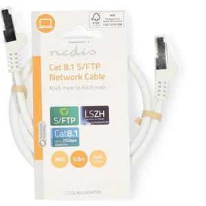 Kabel NEDIS CCGL85520WT05, Patch, CAT8.1 S/FTP, bijeli, 0.5m