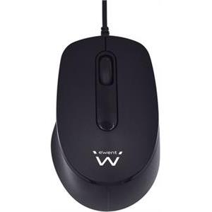 Mouse Ewent Optical with Silent Click, 1000dpi, black, USB