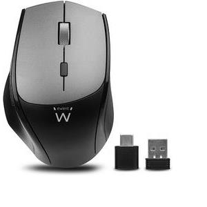 Mouse Ewent Dual-Connect Silent Wireless, USB-A, USB-C, 2400dpi, black