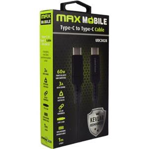 MAXMOBILE DATA KABEL USB 2.0 TYPE C UDC3028 KEVLAR BLACK QC 3A 1m