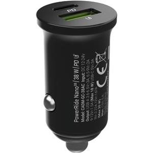 Green Cell GC CADM-GC-38AC - USB-Ladegeraet 38 W 1x USB-C USB-A schwarz Flashlight, GPS, Headphones, Mobile phone, Navigator, Other, Portable speaker, Power bank, Smartphone, Smartwatch, Tablet, Unive