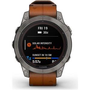 Garmin fenix 7 PRO Sapphire SOLAR Titanium Chestnut kožni remen, 010-02777-30