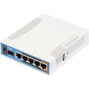 Mikrotik RB962UiGS-5HacT2HnT, hAP ac 720MHz CPU, 128MB RAM, 5×Gigabit LAN, 2.4Ghz 802.11b/g/n - 5Ghz 802.11ac, three chain sa integriranim antenama, SFP cage, USB, plastično kučište, PSU, RouterOS L4