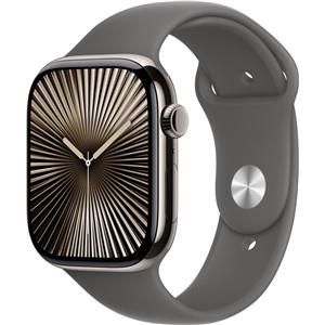 Apple Watch Series 10 GPS + Cellular 46mm Natural Titanium Case with Stone Grey Sport Band - S/M