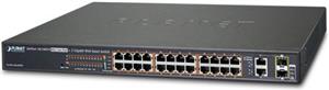 Planet 24-Port 100TX 802.3at PoE 2-Port Gigabit TP SFP Web Smart Switch 220W