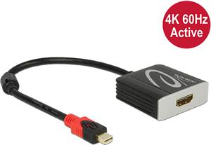 Adapter DELOCK, mini DisplayPort (M) na HDMI (Ž), 4K 60Hz, aktivni, crni, 27,5cm