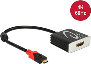 Adapter DELOCK, USB Type-C (M) na HDMI (Ž), DP Alt način rada, 4K 60Hz, crni, 27,5cm