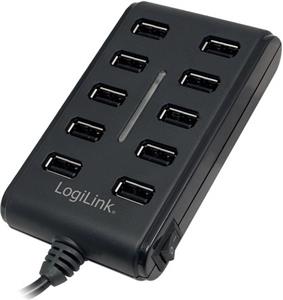 USB 2.0 Hub 10 Port, s napajanjem 3,5A, s prekidačem, crni